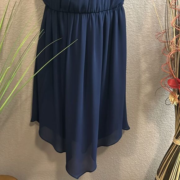#105 I.N. San Francisco Navy blue sleeveless flutter, dress size Small - Picture 6 of 8